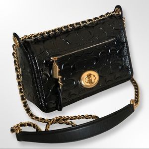 COACH BLACK LEATHER LEX FLAP CROSSBODY F22292 - Excellent Preowned